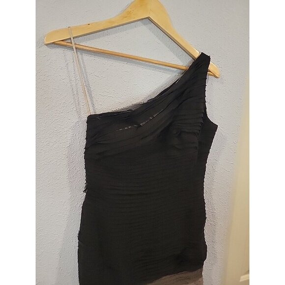 Jovani Women's Mini Dress Layered Silk One Shoulder Formal Black Size‎ 10 - Picture 3 of 6